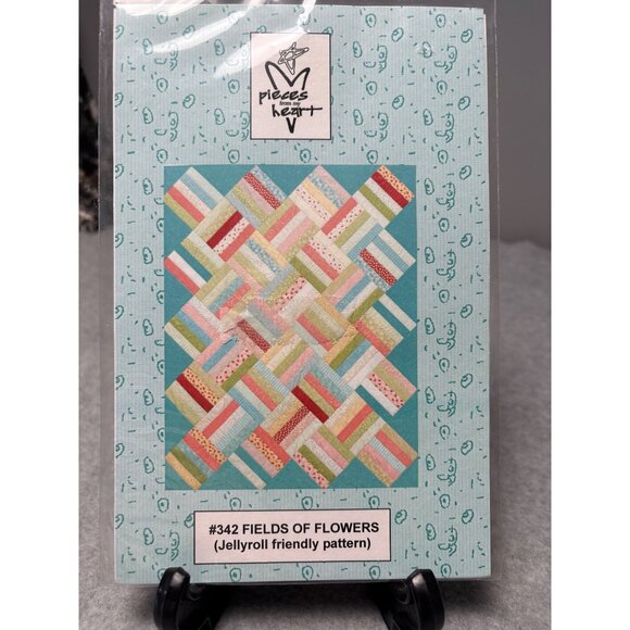 #342 Fields of Flowers Quilt Pattern Jellyroll Friendly by Pieces From My Heart - Picture 4 of 5